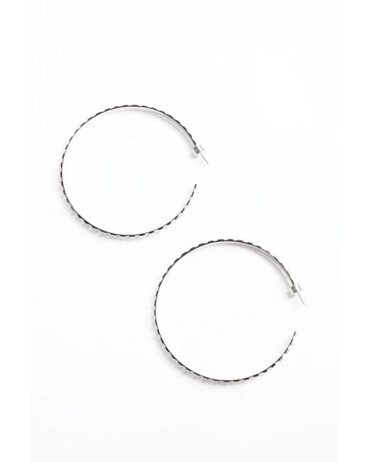 Eklexic White Rectangle Step Pattern Hoops