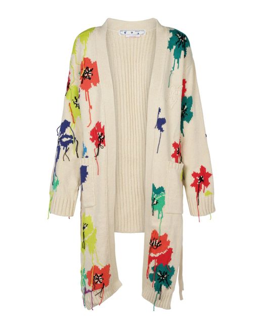 Off-White c/o Virgil Abloh White Floral Knitted Cardigan