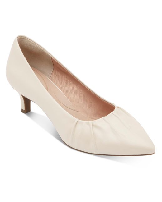 Rockport White Kalila Patent Leather Padded Insole Kitten Heels