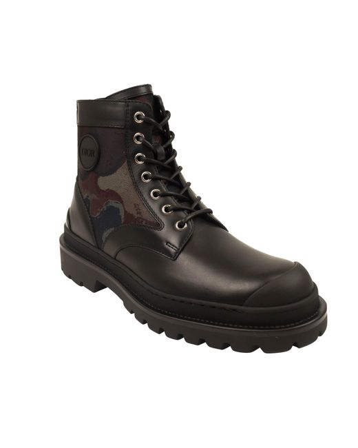 Dior Black X Peter Doig Leather Explorer Boots for men