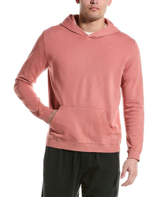 Onia Red Garment Dye French Terry Pullover Hoodie for men