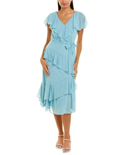 V-neck Ruffle Midi Dress 