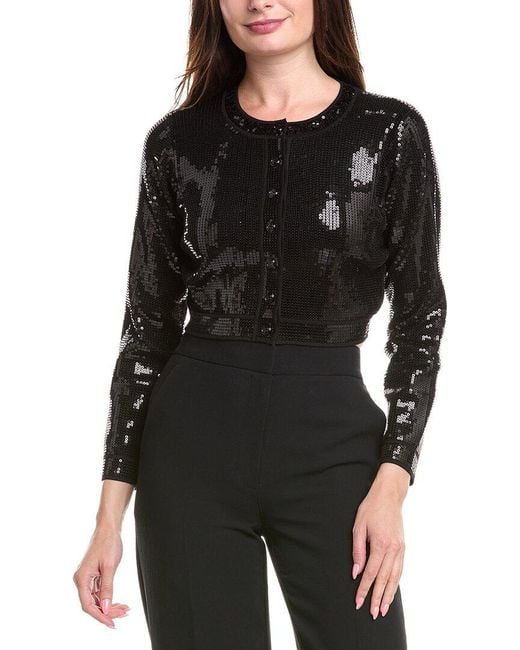 Sandro Black Cropped Sequin Cardigan