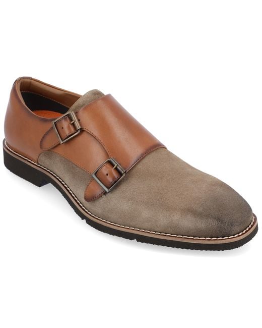 Thomas & Vine Brown Artemis Chisel Toe Double Monk Strap for men