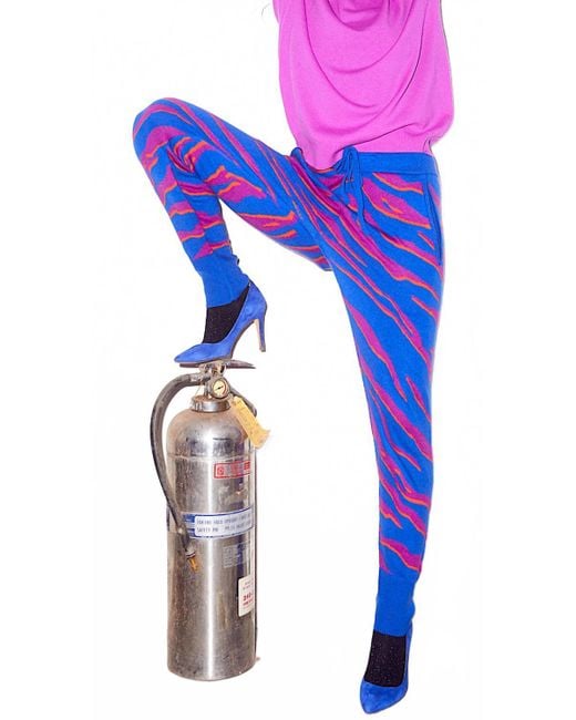 Replica Los Angeles Women's Blue Tiger Striped Jacquard Sweatpants - Main Image