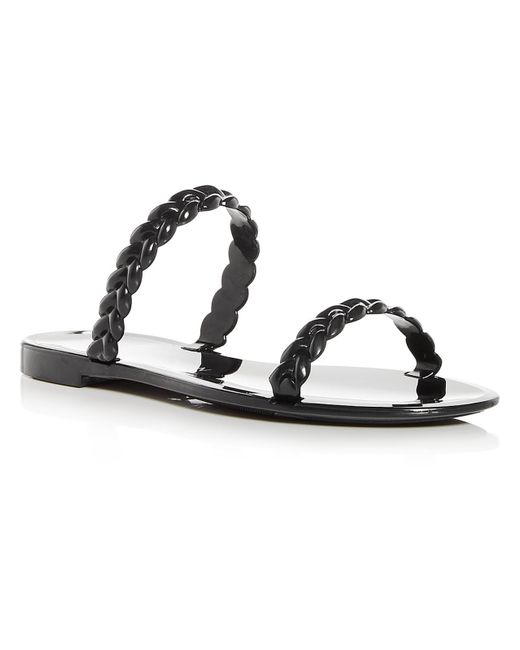 Stuart Weitzman Metallic Braida Sawyer Jellys Braided Round Toe Slide Sandals