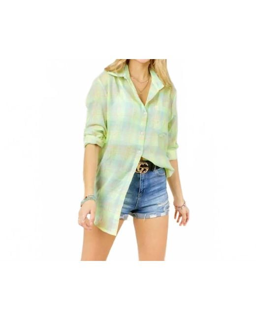 Madelyn Women's Green Button Down Plaid Shirt