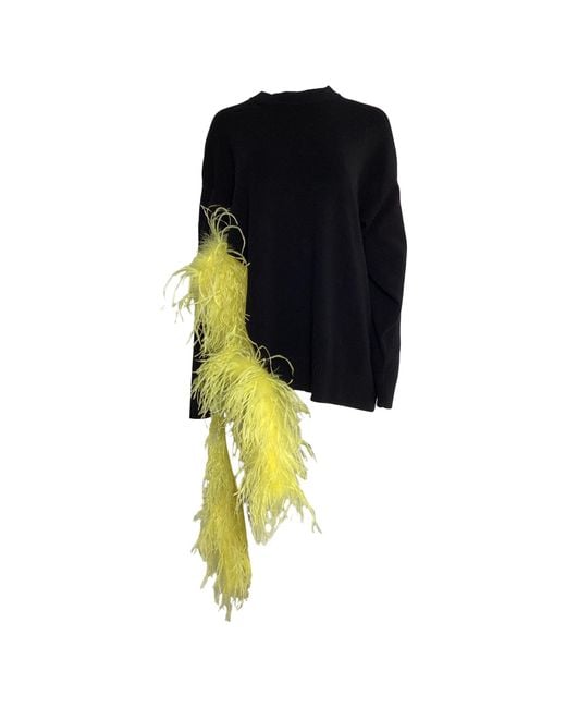 The Attico Blue Blanche Feather Trim Sweater