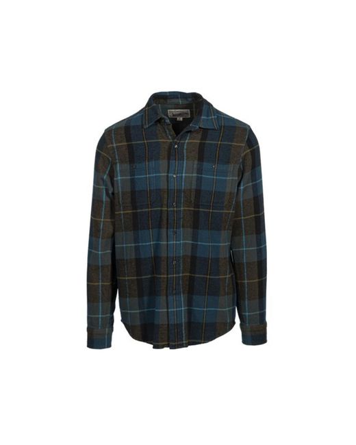Schott Nyc Blue Plaid Cotton Flannel Shirt for men