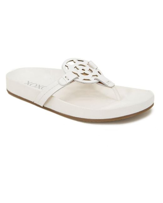Xoxo White Peace Faux Leather Thong Sandals