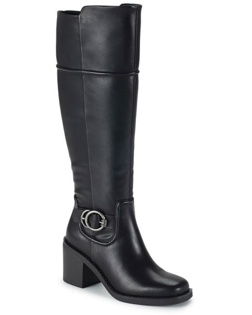 BareTraps Black Melody Faux Leather Block Heel Knee-high Boots