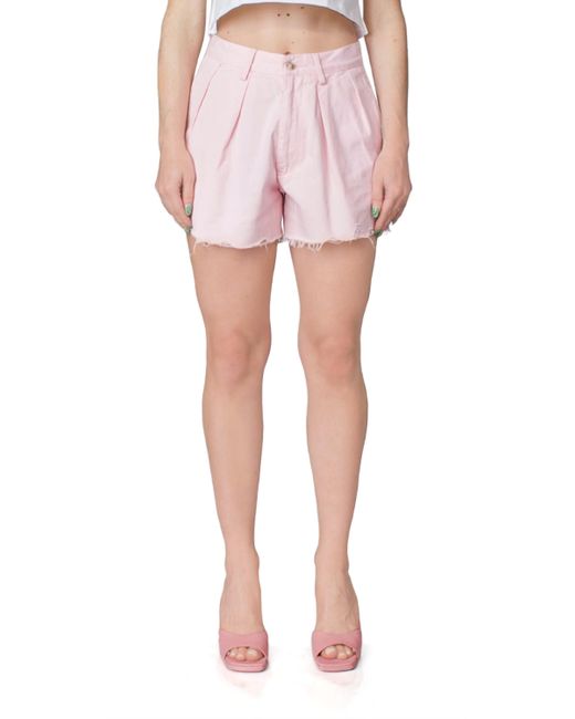 Denimist Blair Double Pleated Shorts In Pink | Lyst