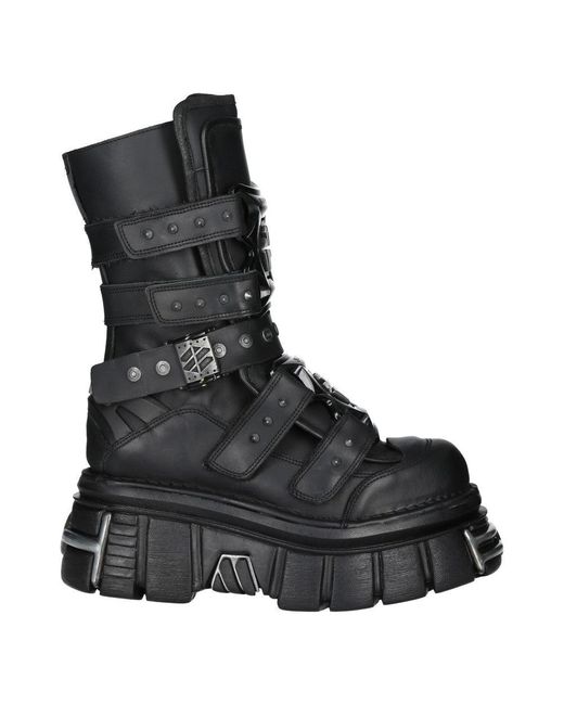 New Rock Black M-Met422-S1 Boots Leather Platform for men