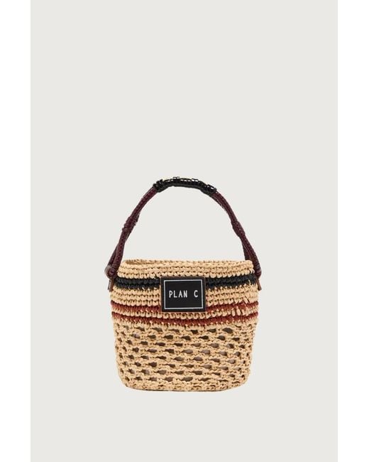 Plan C Metallic Bucket Straw Bag