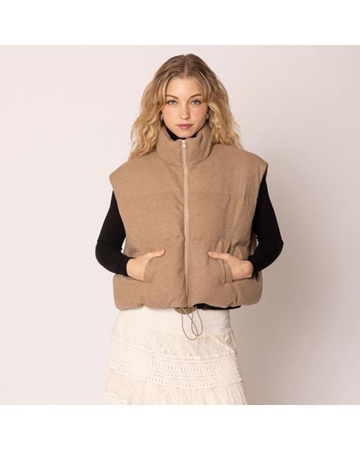 TRUEDAMES Brown Solid Knit Padded Vest