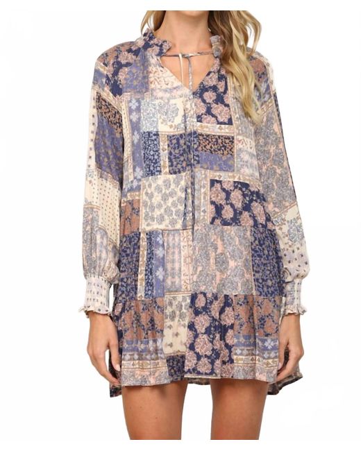 Fate Multicolor Patchwork Long Sleeve Dress