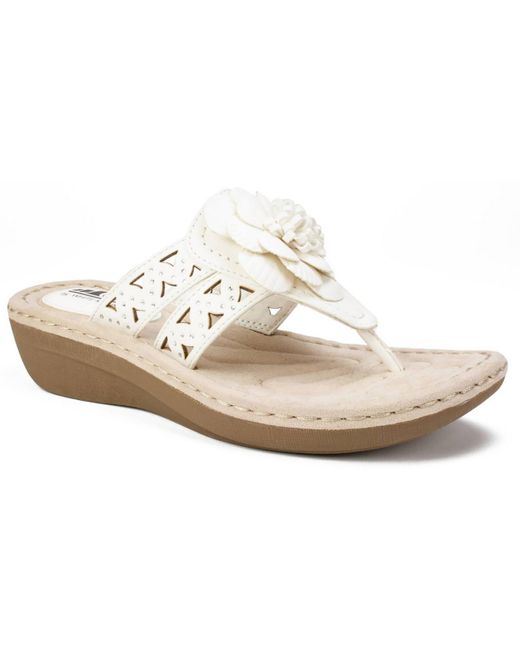 White Mountain White Cynthia Dressy Floral Design Thong Sandals