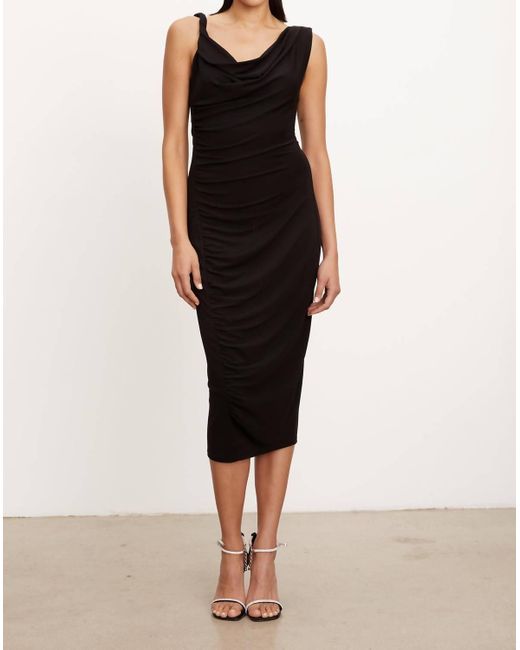 Velvet By Graham & Spencer Black Twist Strap Fifi Midi Dress