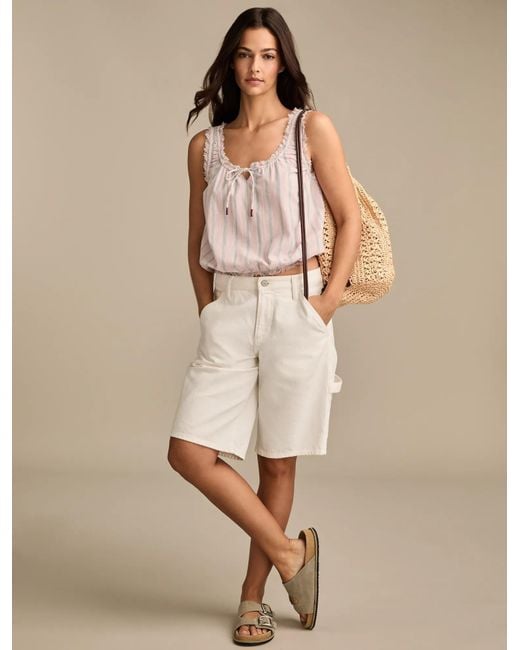 Lucky Brand Natural Ruffle Ruched Tank