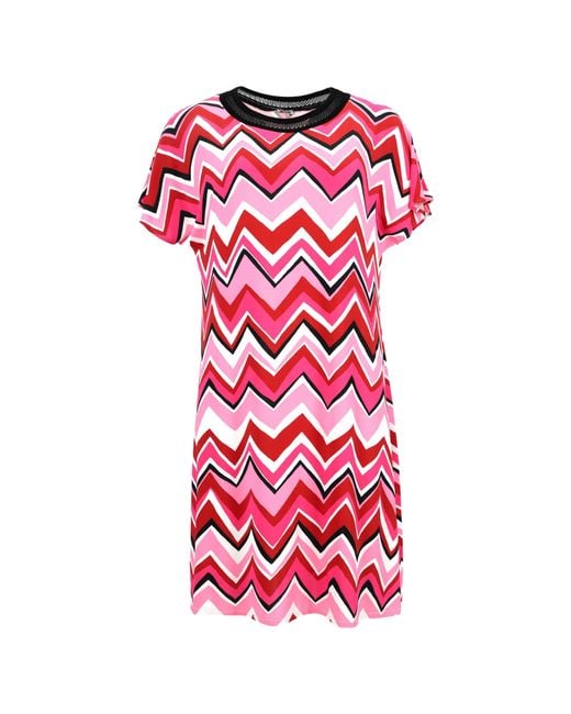 Missoni Red Printed Stretch-Jersey Mini Dress