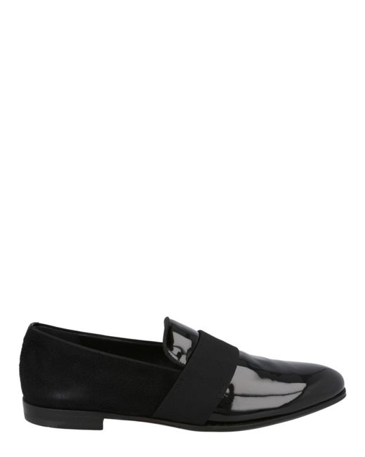 Ferragamo Black Bryden Patent Leather Loafers for men