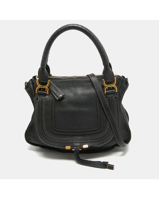 Chloé Black Chloé Leather Medium Marcie Shoulder Bag