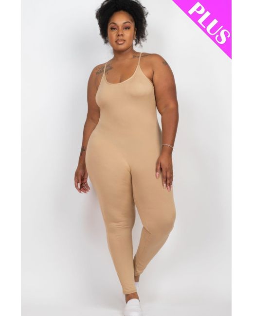 Fashnzfab Multicolor Plus Size Solid Bodycon Cami Jumpsuit