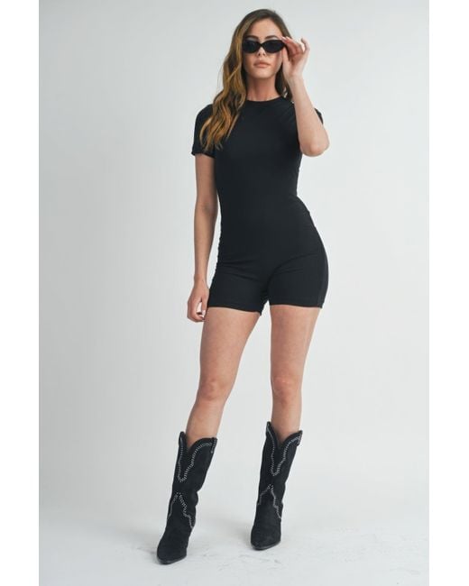 TRUEDAMES Black Solid Color Bodycon Jumpsuit