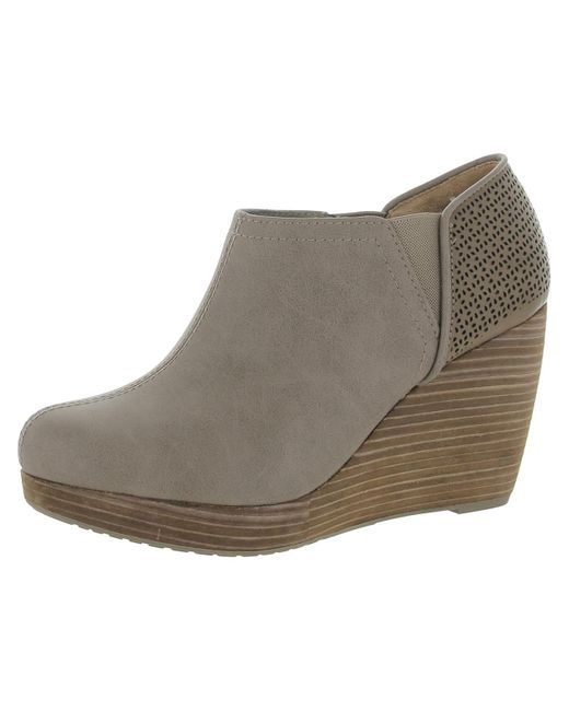 Dr. Scholls Gray Marlow Faux Leather Slip On Wedge Boots