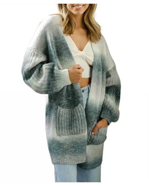 Bestto Green Ombré Open-Front Cardigan