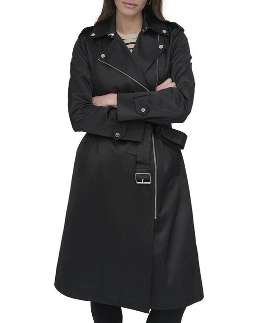 DKNY Black Belted Rain Jacket