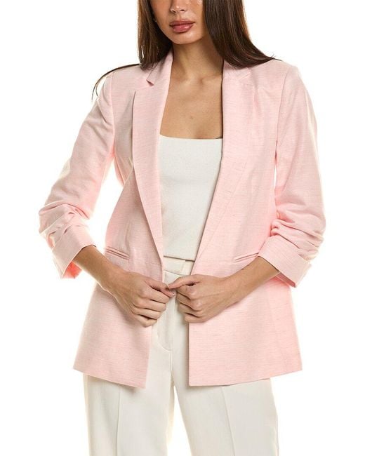 Elie Tahari Pink The Reese Linen-blend Blazer