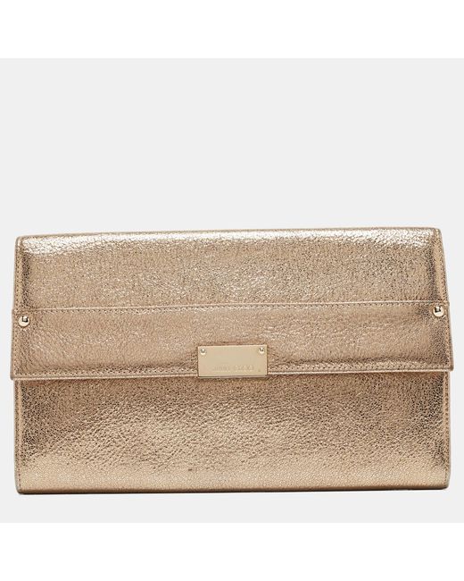 Jimmy Choo Natural Leather Large Reese Clutch