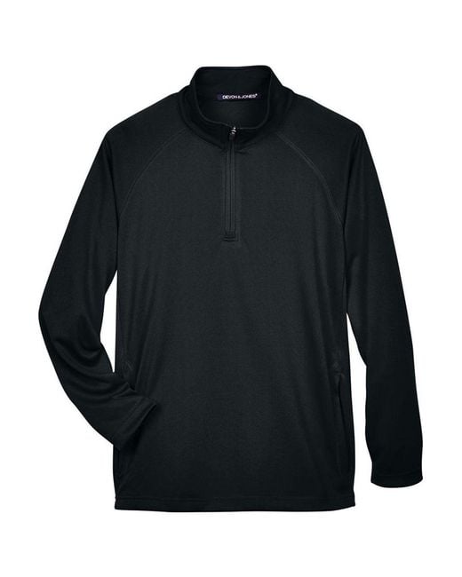 Devon & Jones Blue Stretch Tech-Shell Compass Quarter-Zip Pullover for men
