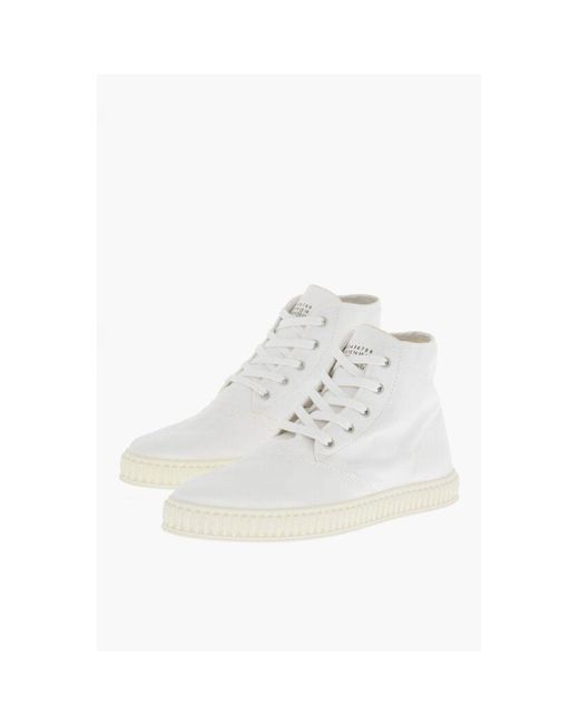 Maison Margiela White Mm22 Canvas High-Top Sneakers With Rubber Sole for men