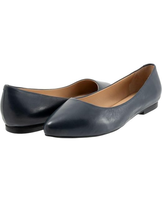 Trotters Blue Estee Ballet Flats Leather Slip On Pointed Toe Zogg794