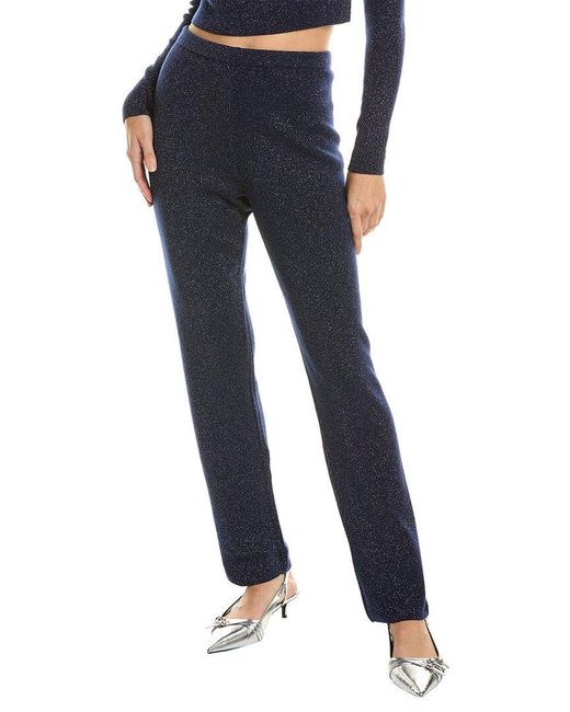Leset Blue Zoe Lurex Cashmere & Wool-blend Straight Leg Pant