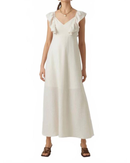 Vero Moda Natural Chris Flounce Sleeve Dress