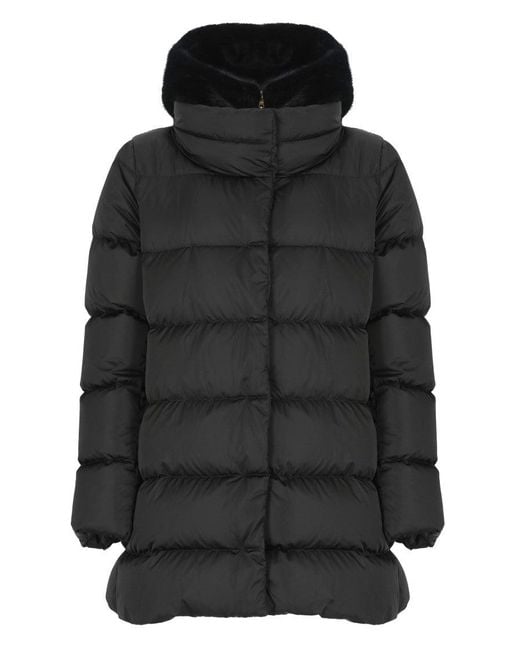 Herno Black Quilted Down Jacket With Hood