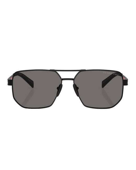 Prada Linea Rossa Black Ps 51zs 1bo02g Navigator Polarized Sunglasses for men