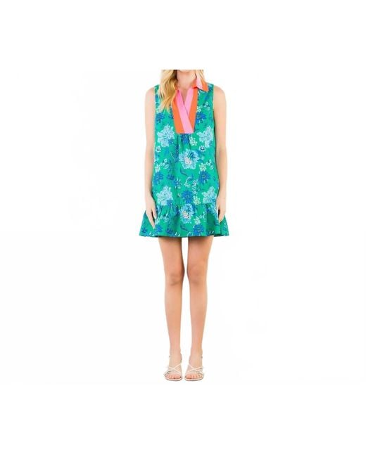 Thml Blue Bloom Ruffle Shift Dress