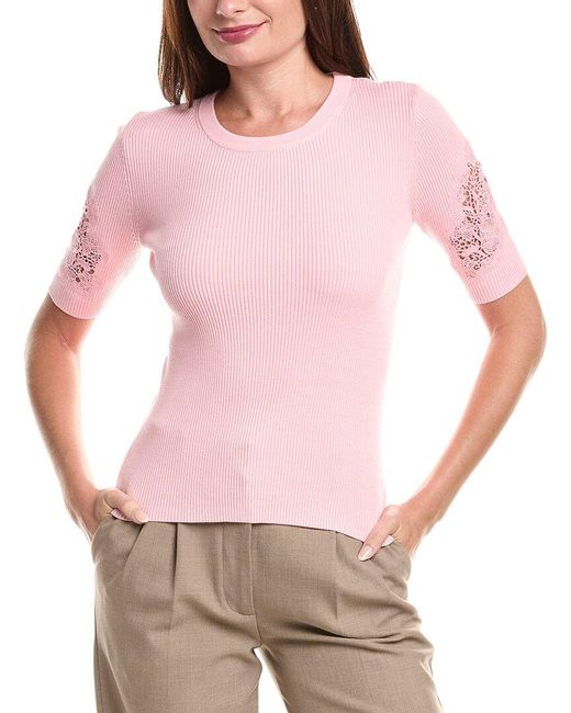 Tahari Pink The Magnolia Sweater