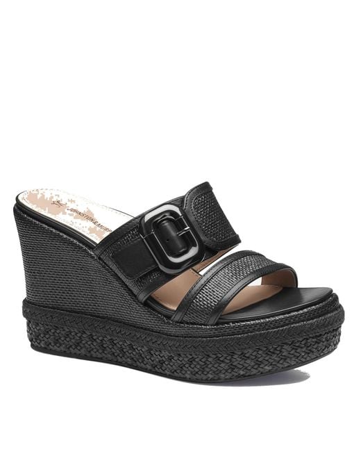 Johnston & Murphy Black Addison Buckle-Strap Wedge