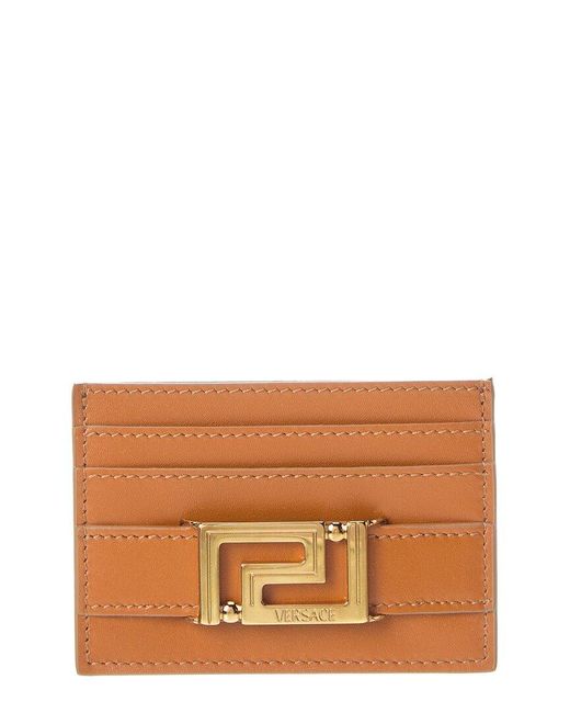 Versace Orange Greca Leather Card Case