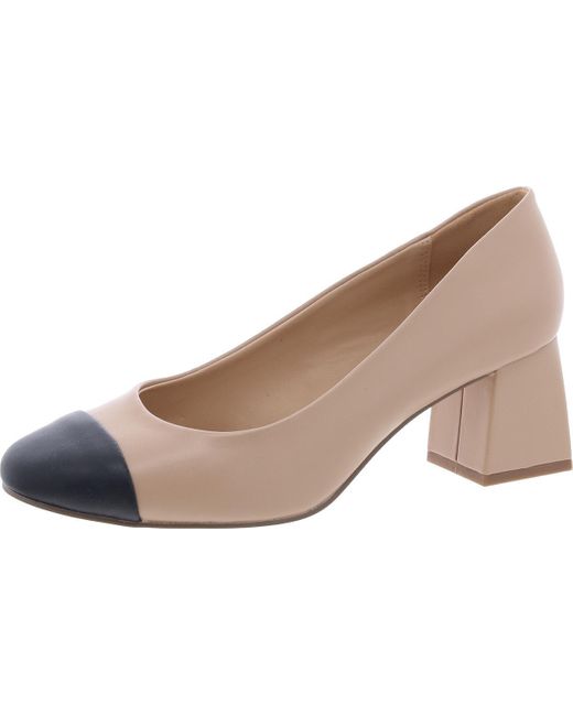 On 34th Brown Tillyy Toe Cap Faux Leather Block Heels