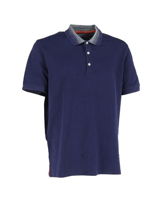 Missoni Blue Chevron Collar Polo Shirt for men