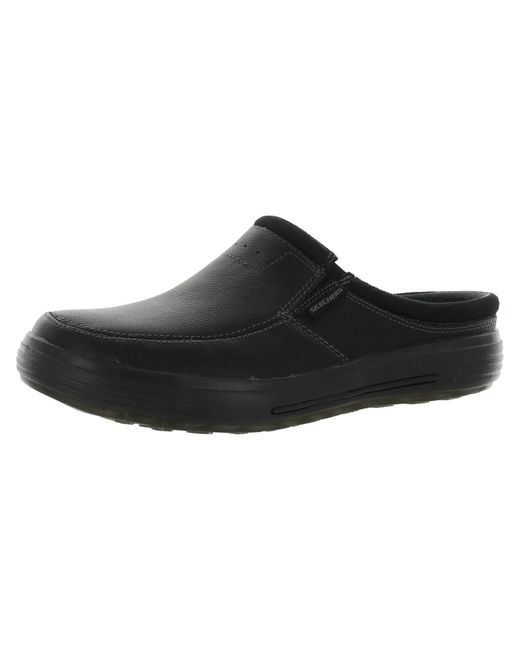 Skechers Porter - Vamen Leather Slip On Clogs in Black for Men | Lyst