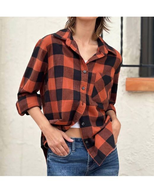 BILLY T Red Festival Plaid Top