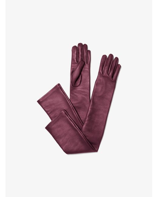 Michael Kors Purple Leather Opera Gloves