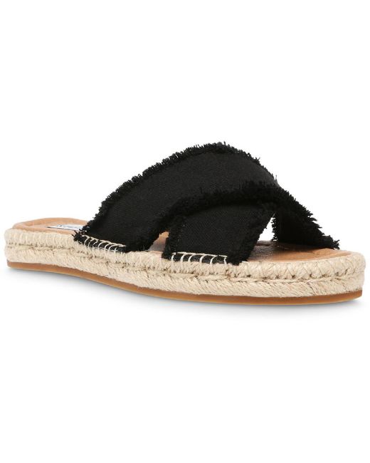 Steve Madden Black Zelina Canvas Espadrille Slide Sandals